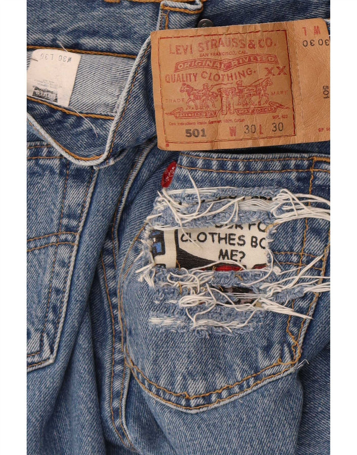 Levi's Mujer 501 Vaqueros Rectos Desgastados W30 L30 Algodón Azul