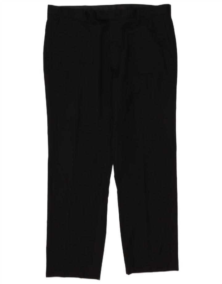 Marks & Spencer Pantalón de traje cónico para hombre W38 L31 Negro Poliéster Clásico