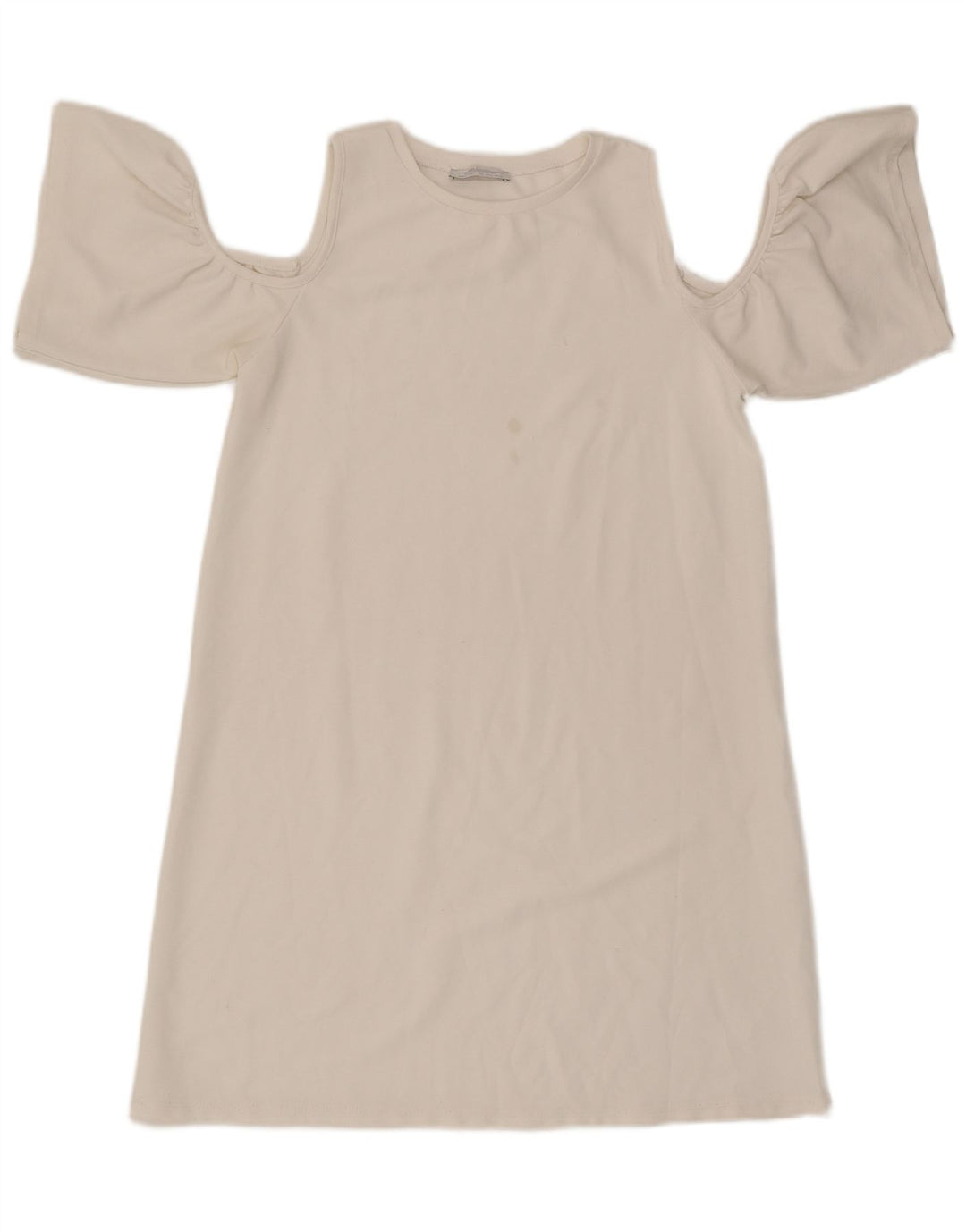 Zara Mujer Vestido Con Hombros Descubiertos UK 10 Small Blanco