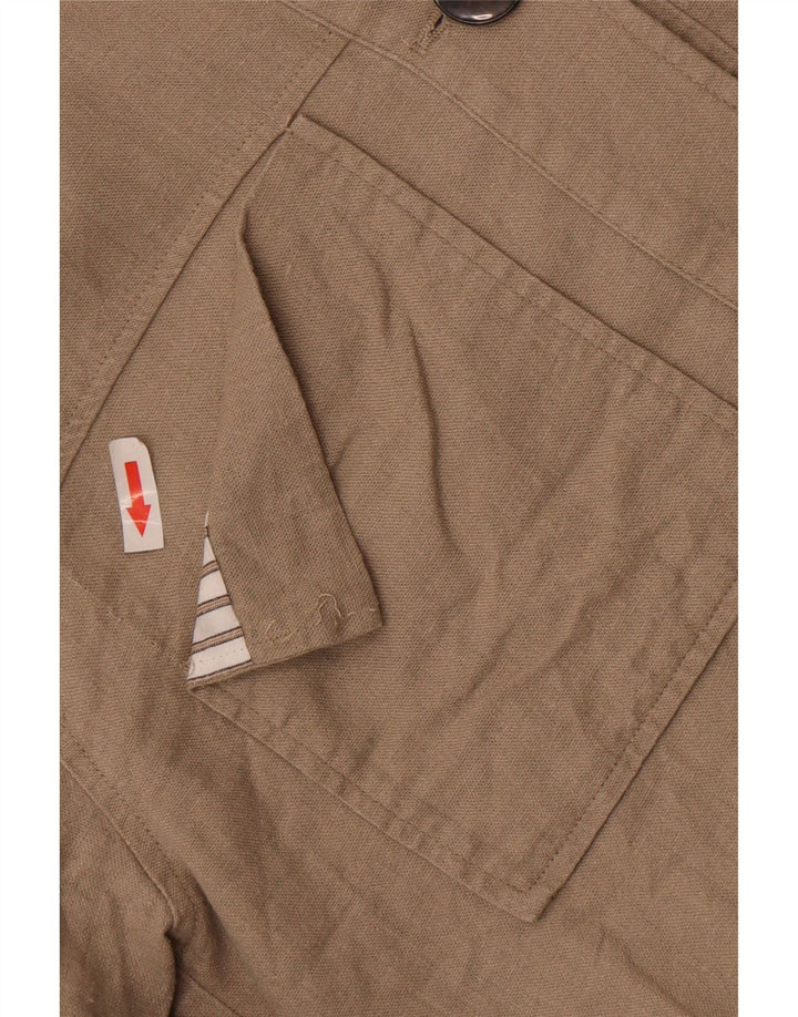 Zara Mujer Crop Chaqueta Bomber Extragrande UK 10 Small Beige Linen