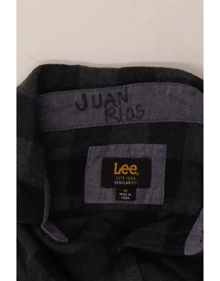 LEE Mens Regular Fit Flannel Shirt Medium Navy Blue Gingham Cotton Vintage Lee and Second-Hand Lee from Messina Hembry 