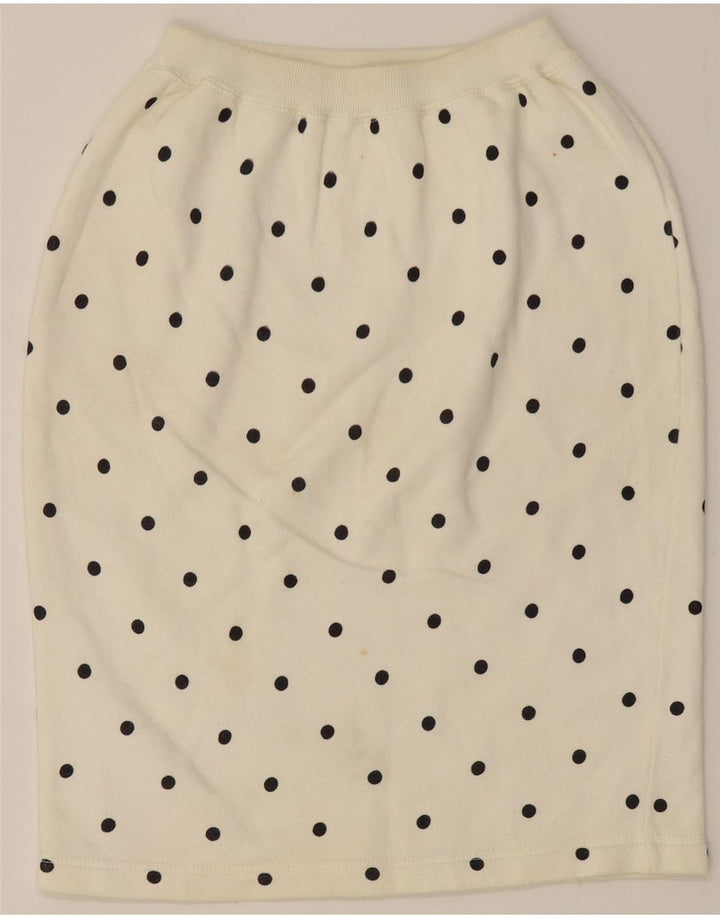 VINTAGE Womens Pencil Skirt W26 Small Off White Polka Dot Vintage Vintage and Second-Hand Vintage from Messina Hembry 