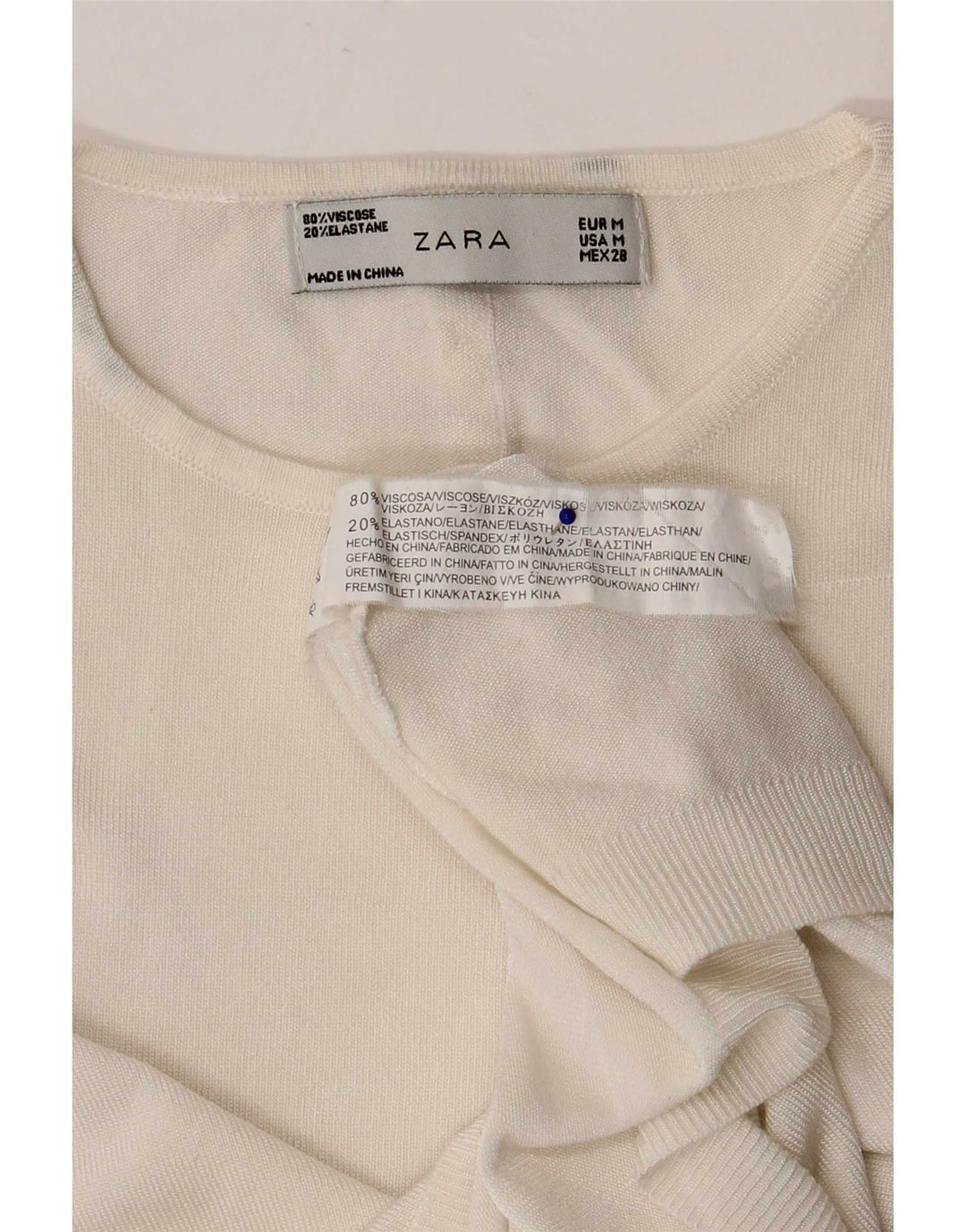 Zara Mujer Crop Vest Top UK 12 Medium Viscosa Blanca