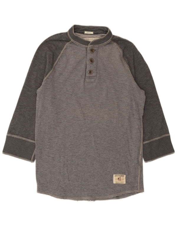 Abercrombie & Fitch Top para hombre manga 3/4 grande algodón gris