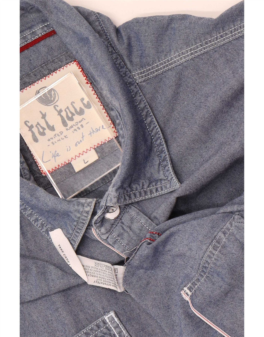 Camisa para hombre Fat Face Grande Azul Algodón