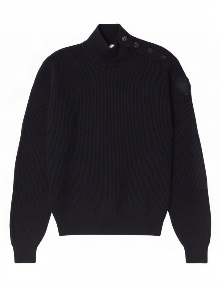 Blauer Jersey con Cuello Alto para Hombre de Lana Azul Marino Mediano