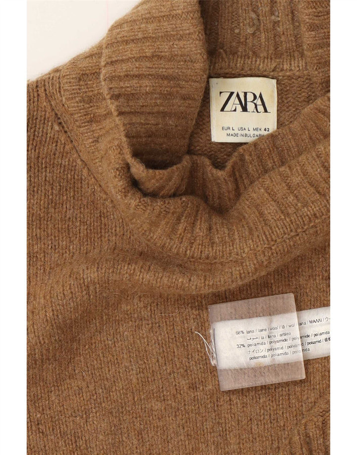 Zara Hombre Jersey De Cuello Vuelto Jersey De Lana Beige Grande