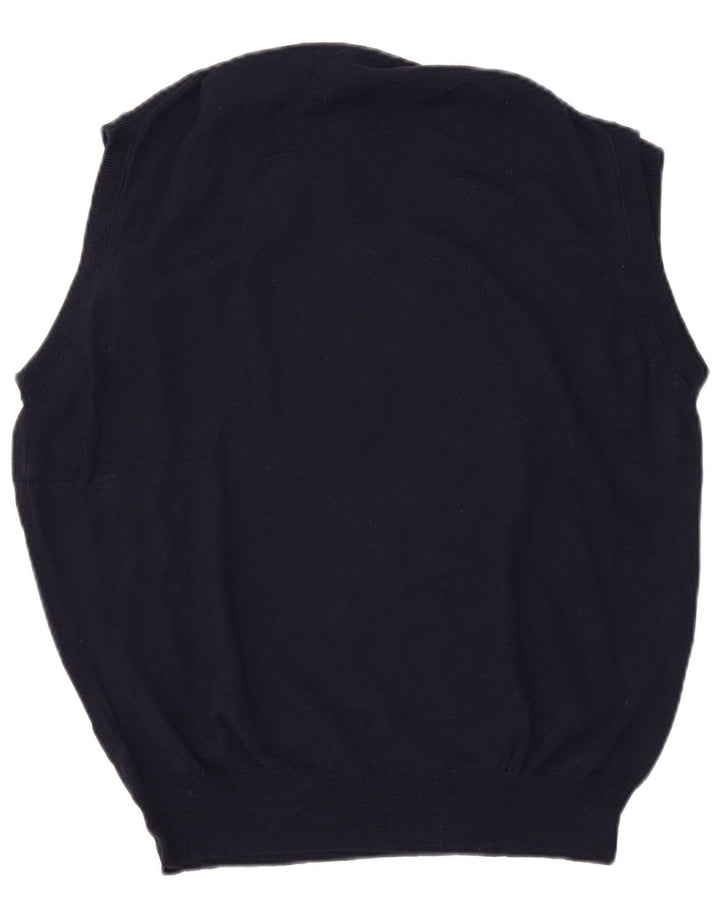 Trussardi Hombre Chaleco Tank Top Large Azul Marino Lana Merino