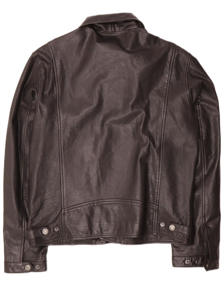 VINTAGE Chaqueta biker de cuero para hombre IT 52 XL Cuero negro