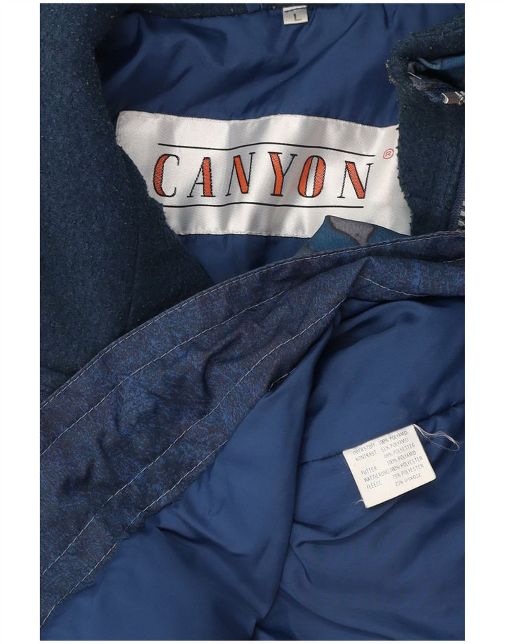 CANYON Chaqueta cortavientos tipo pulóver para hombre UK 40 Large Blue Geométrico