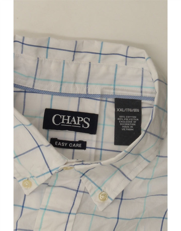 CHAPS Camisa de manga corta para hombre 2XL Algodón a cuadros blanco