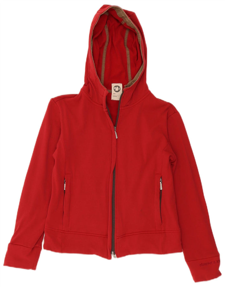 Murphy & Nye Suéter con capucha y cremallera corta para mujer UK 14 Medium Red