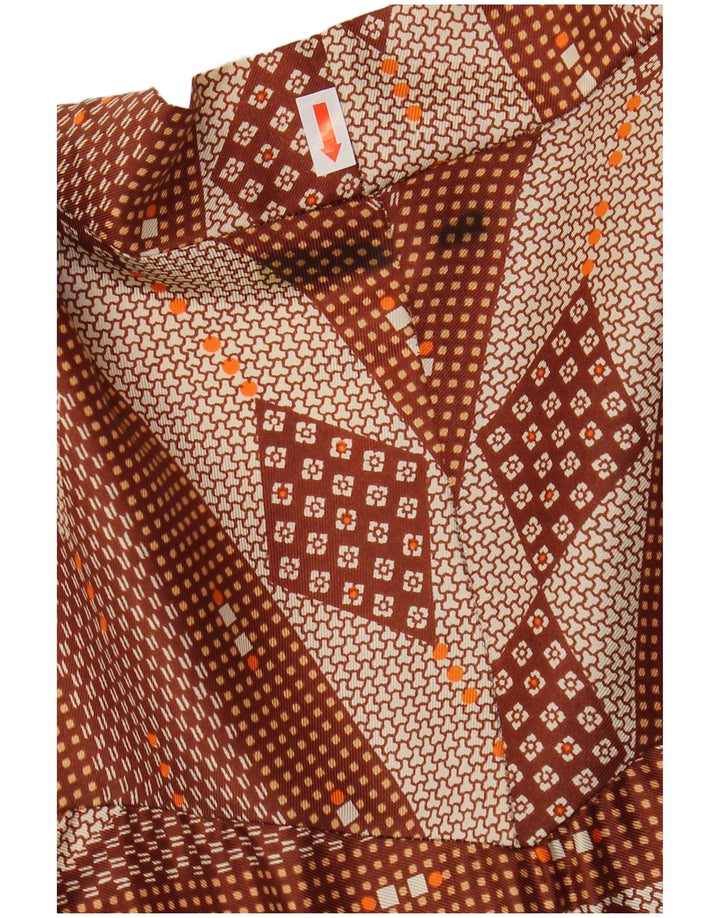 Vintage mujer abrigo Maxi vestido Reino Unido 12 marrón medio Argyle/Diamante