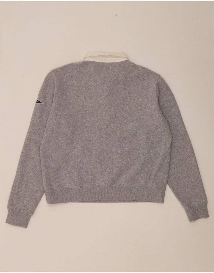 Superdry Sudadera extragrande con cuello tipo polo para mujer, talla 40, color gris medio