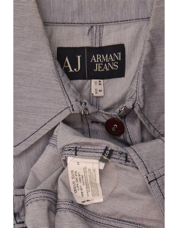Armani Jeans Chaqueta Bomber para Mujer US 8 Azul Medio Algodón a Rayas