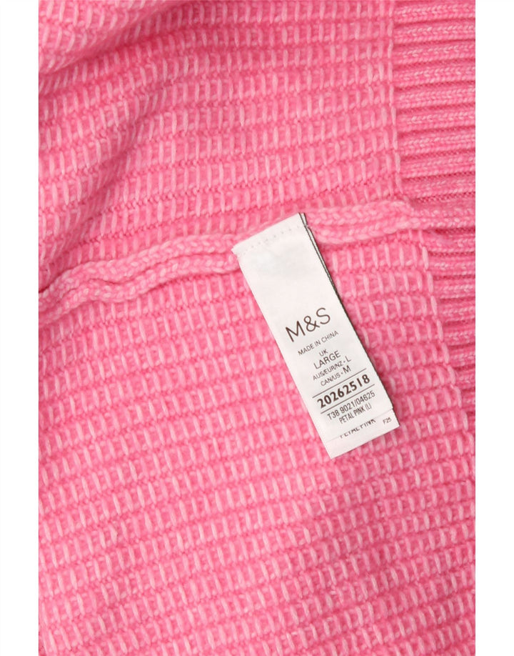 Marks & Spencer Suéter tipo jersey con cuello vuelto para mujer UK 46 Grande Poliéster rosa