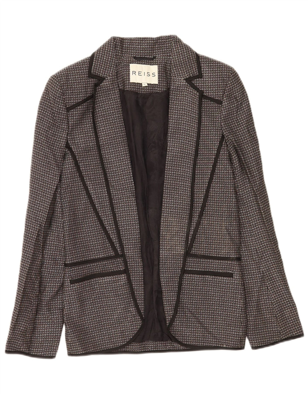 Reiss Chaqueta tipo blazer abierta para mujer UK 6 XS Black Check Viscosa