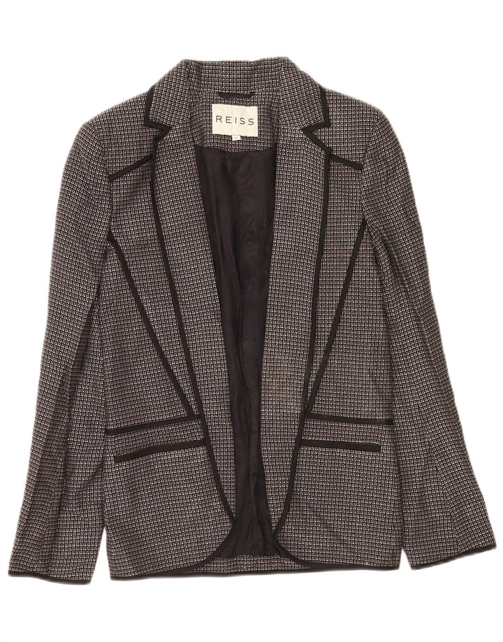 Reiss Chaqueta tipo blazer abierta para mujer UK 6 XS Black Check Viscosa