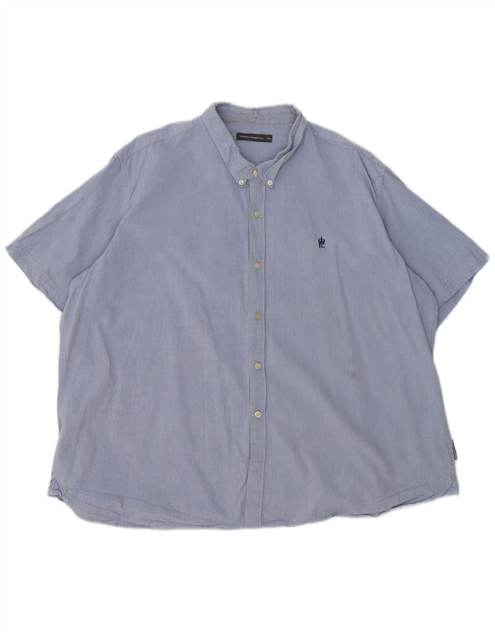 French Connection Camisa de manga corta para hombre 2XL Algodón azul