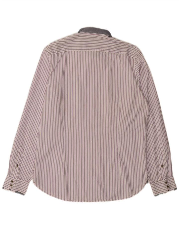 Ted Baker Camisa para hombre Talla 4 Grande Algodón a rayas moradas