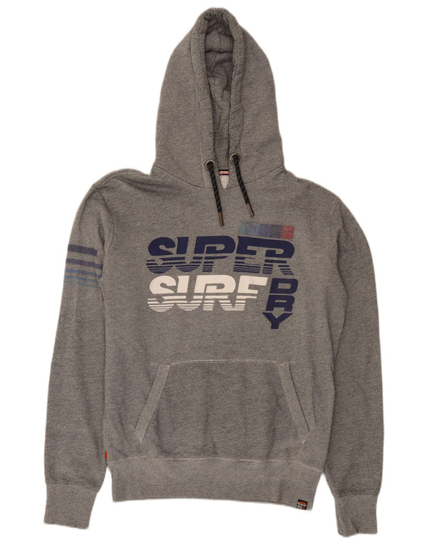 Superdry Jersey con capucha y estampado gráfico de algodón moteado en gris medio
