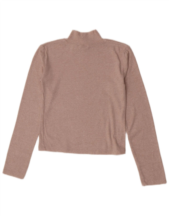 Zara Mujer Crop Top Manga Larga UK 42 Medio Beige