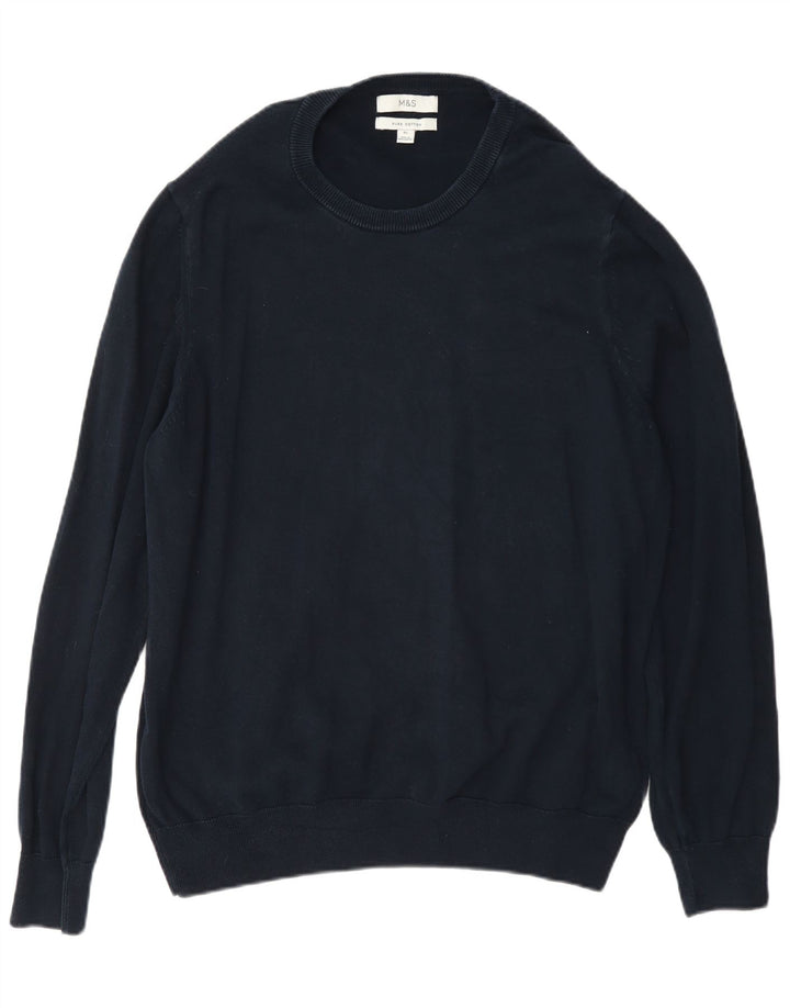 Marks & Spencer Jersey de Cuello Redondo para Hombre XL Azul Marino Clásico
