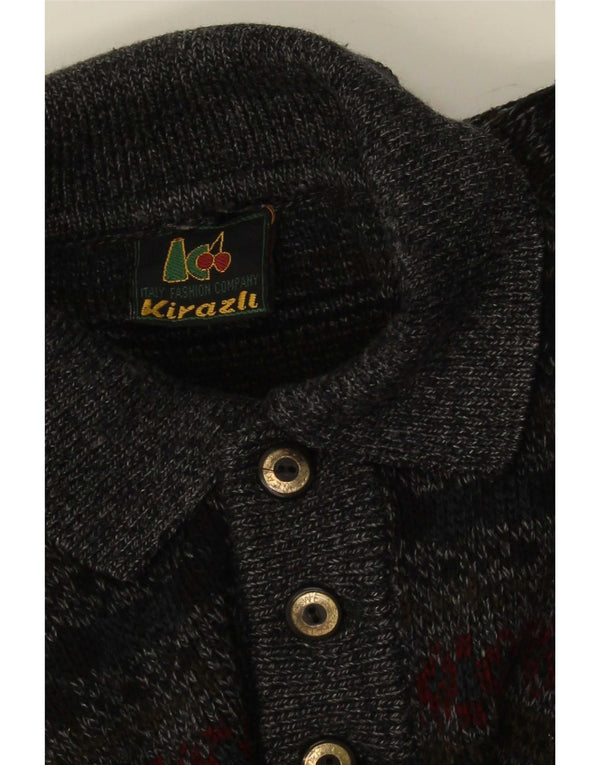 Polo vintage para hombre XL gris Fair Isle