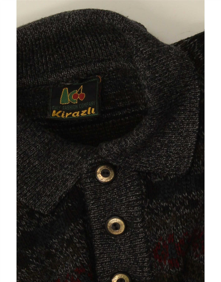 Polo vintage para hombre XL gris Fair Isle