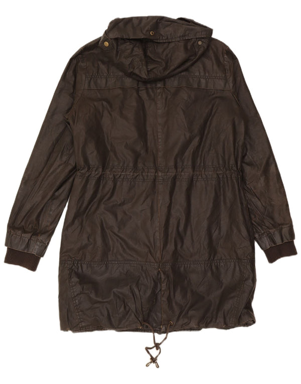 Marks & Spencer Chaqueta de algodón encerado con capucha para mujer Reino Unido 46 Grande Algodón marrón
