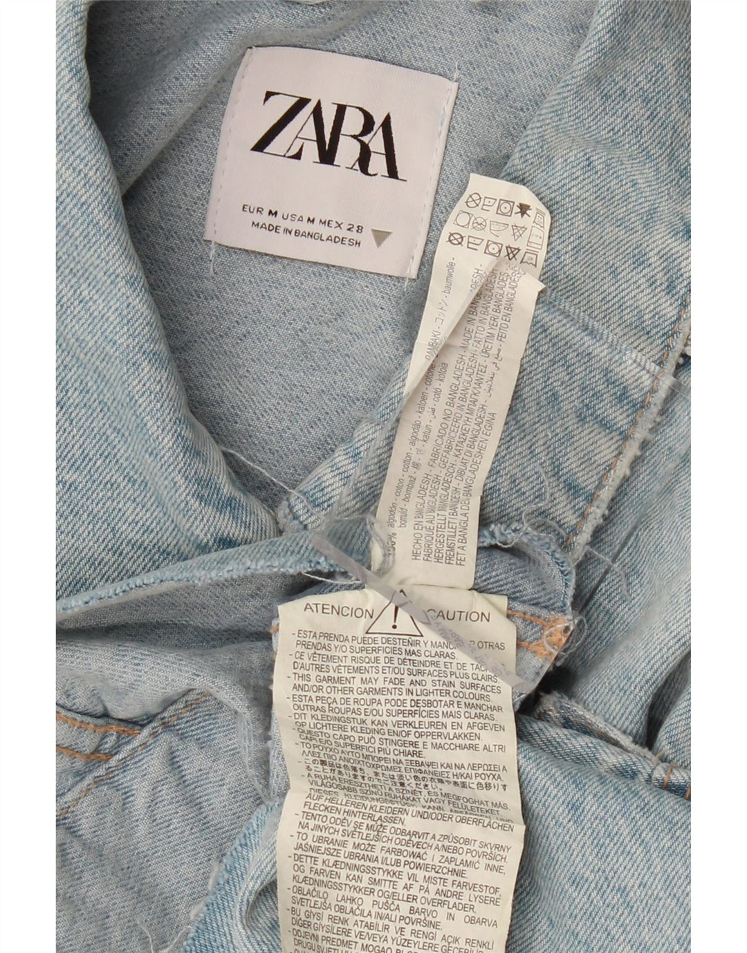 ZARA Mujer Chaqueta Vaquera Corta Extragrande UK 44 Algodón Azul Medio