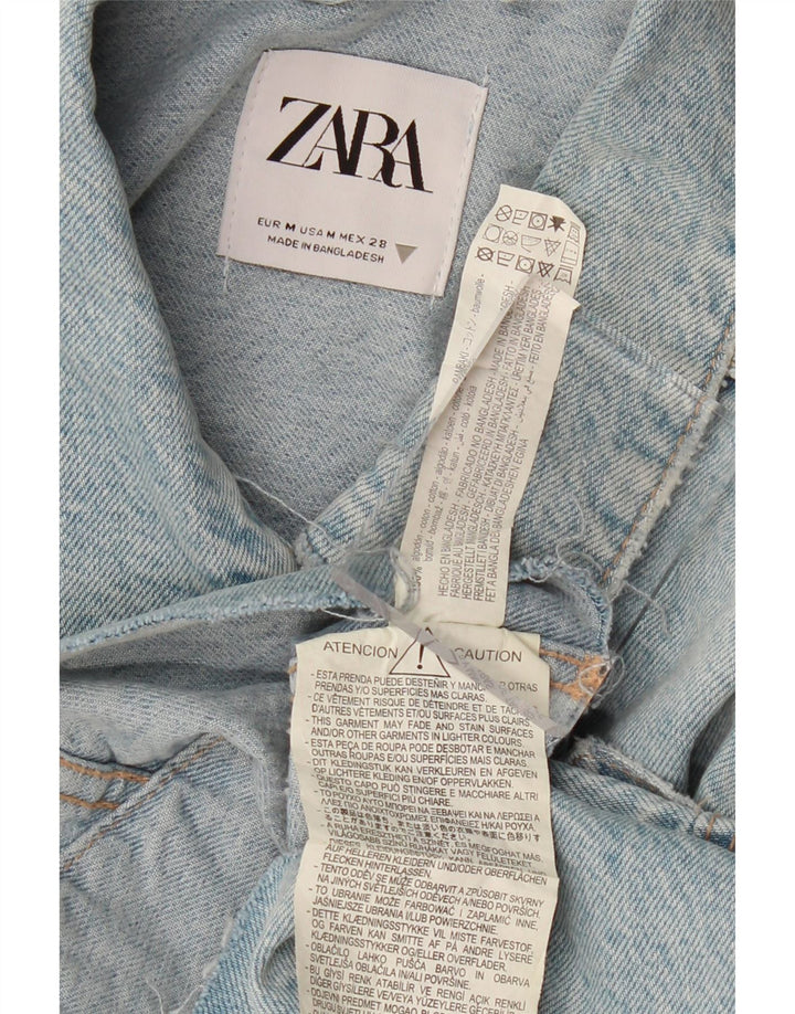 ZARA Mujer Chaqueta Vaquera Corta Extragrande UK 44 Algodón Azul Medio