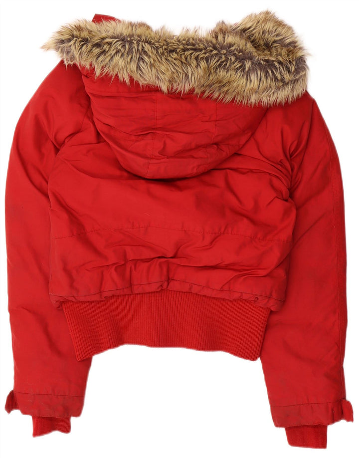 Woolrich Chaqueta acolchada con capucha para mujer UK 44 Medium Red Nylon