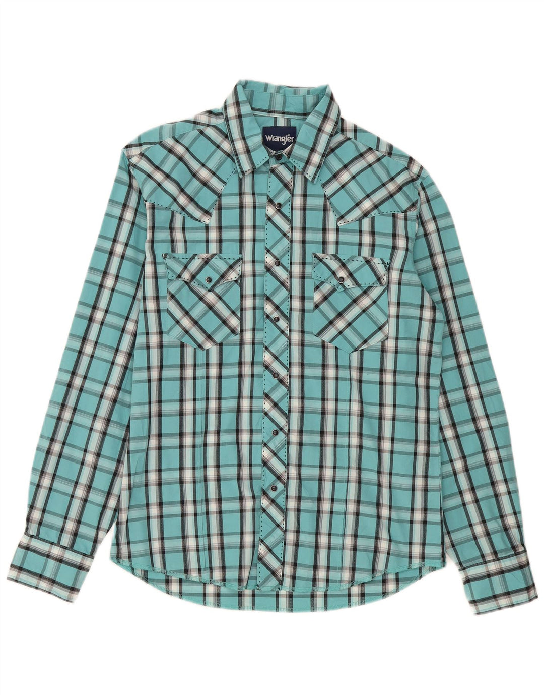 Camisa Hombre Wrangler Medium Turquesa Cuadros Algodón