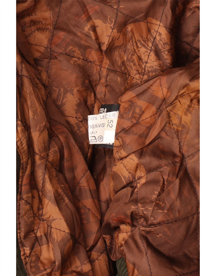 Chaqueta de cuero vintage para hombre IT 52 XL cuero caqui