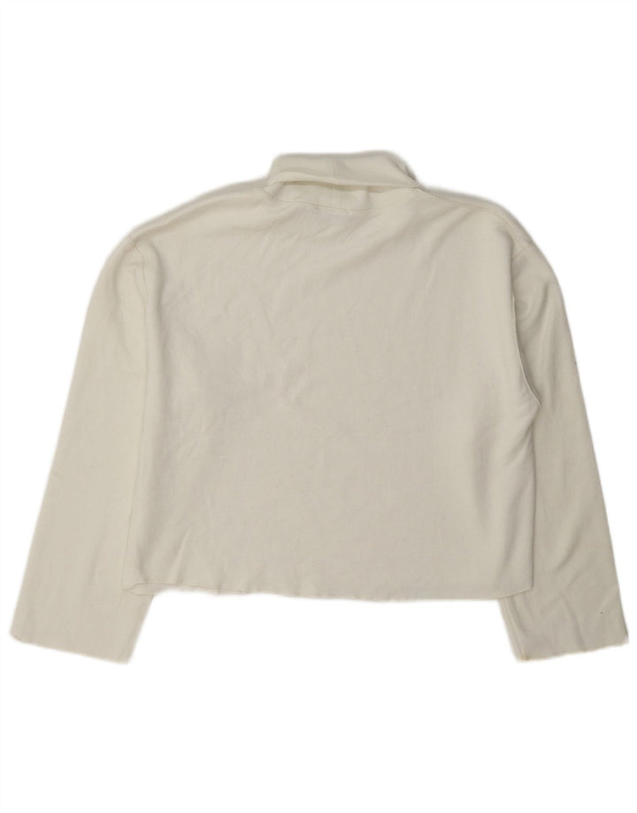 Zara Mujer Crop Oversize Roll Neck Jumper Sweater UK 10 Small Blanco