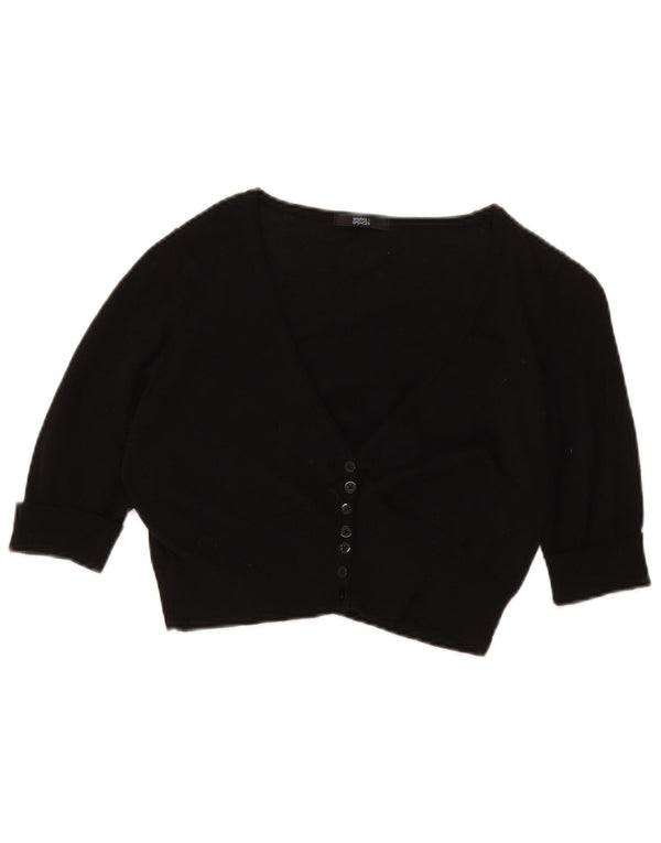 Marks & Spencer Suéter tipo cárdigan corto con manga 3/4 para mujer UK 44 Mediano Negro