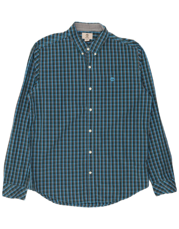 TIMBERLAND Camisa Slim Fit De Algodón A Cuadros Azul Grande Para Hombre