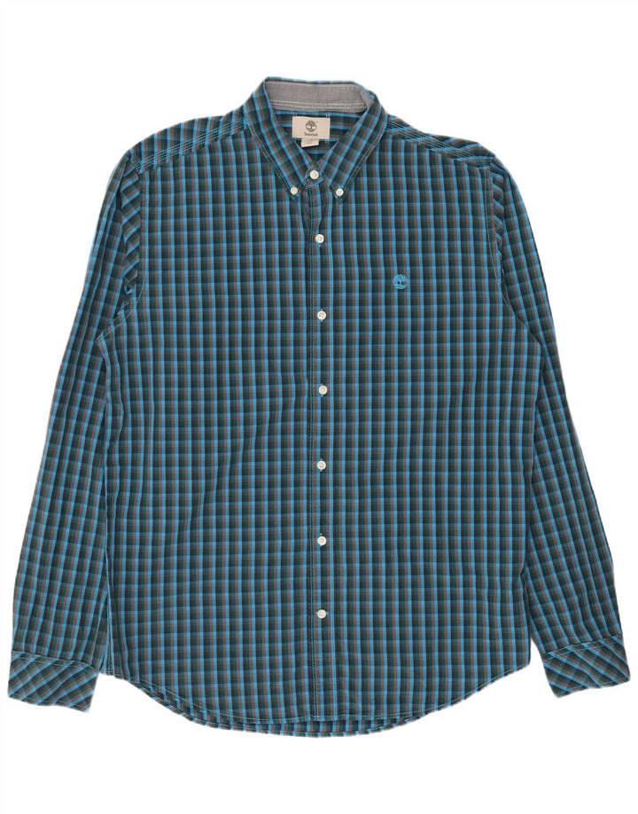 TIMBERLAND Camisa Slim Fit De Algodón A Cuadros Azul Grande Para Hombre