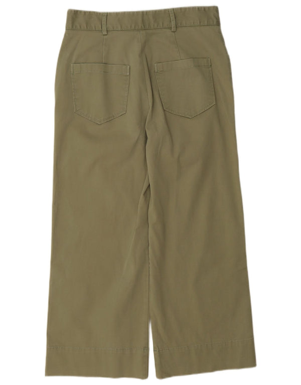 Zara Mujer Pantalones Cortos De Cintura Alta Y Pierna Ancha Pequeños W26 L23 Algodón Caqui