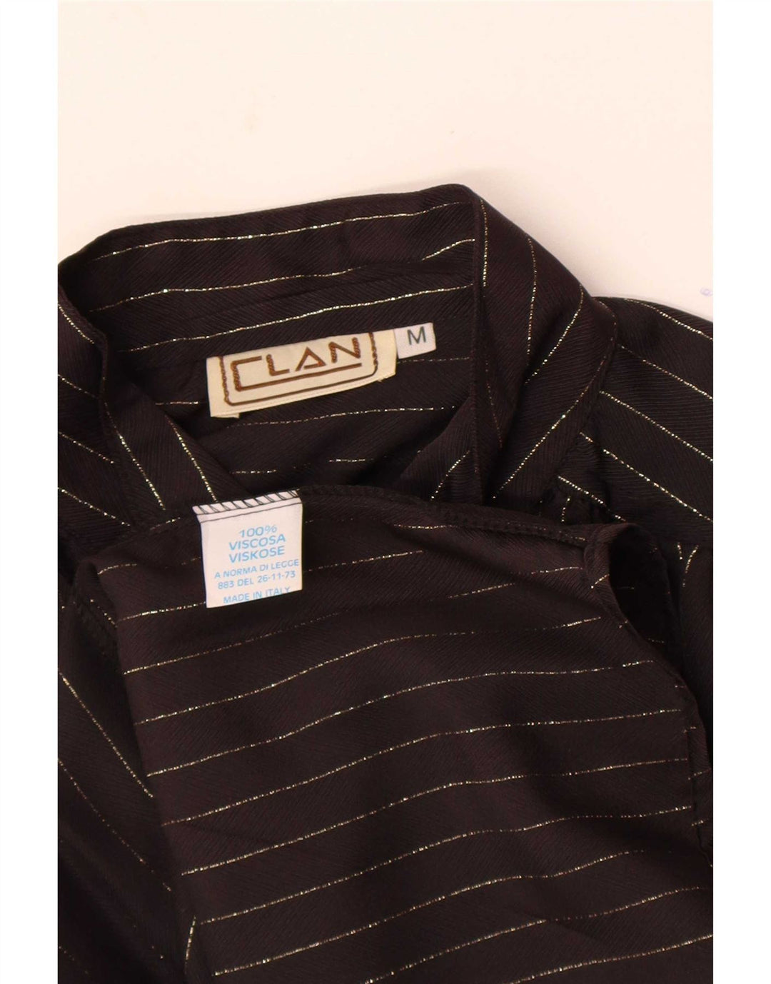 Vintage mujer camisa blusa Reino Unido 14 medio negro Pinstripe