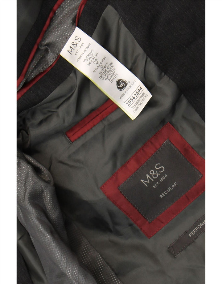 Marks & Spencer Chaqueta tipo blazer de 2 botones para hombre UK 38 Lana gris medio