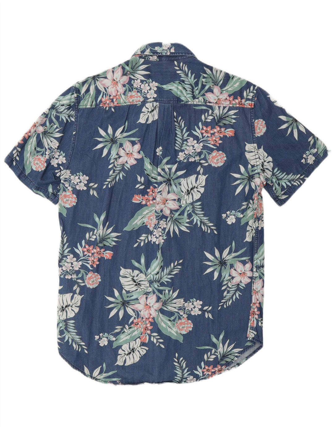 SUPERDRY Hombre Camisa Manga Corta Viscosa Floral Azul Marino Medio