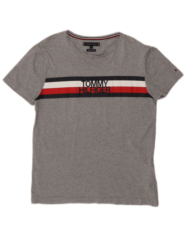 Tommy Hilfiger Womens Graphic T-Shirt Top UK 14 Medium Grey Colourblock