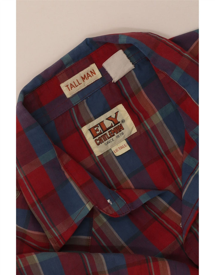 Ely Catteleman Camisa alta para hombre grande a cuadros rojos