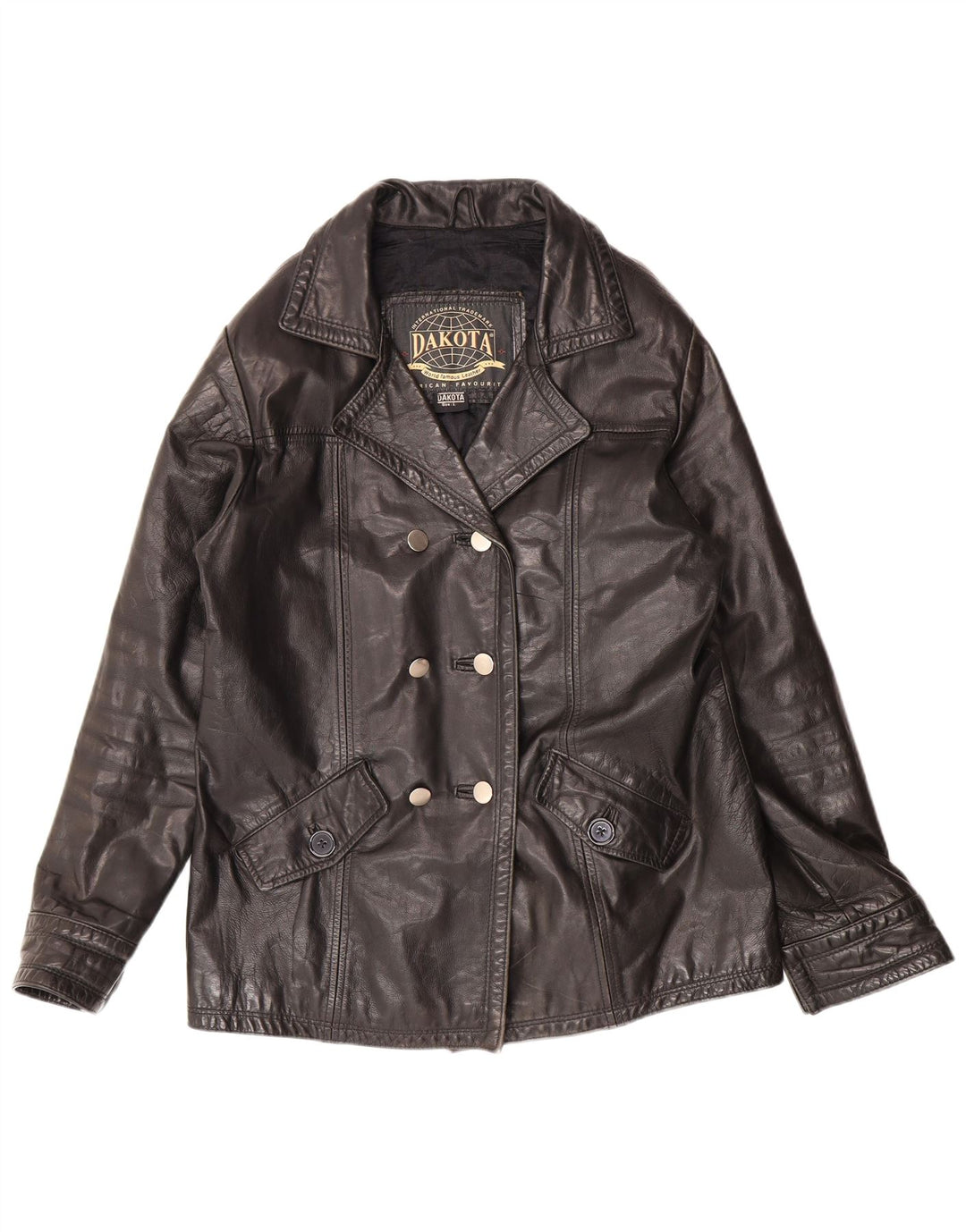 DAKOTA Chaqueta de cuero para mujer UK 16 Grande Cuero negro Clásico