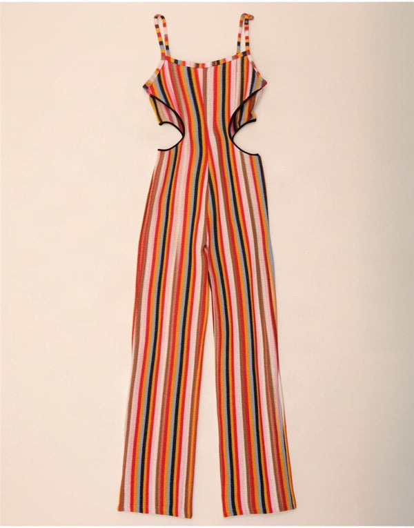 Zara Mujer Mono Recortado UK 10 Small L30 Algodón A Rayas Multicolor