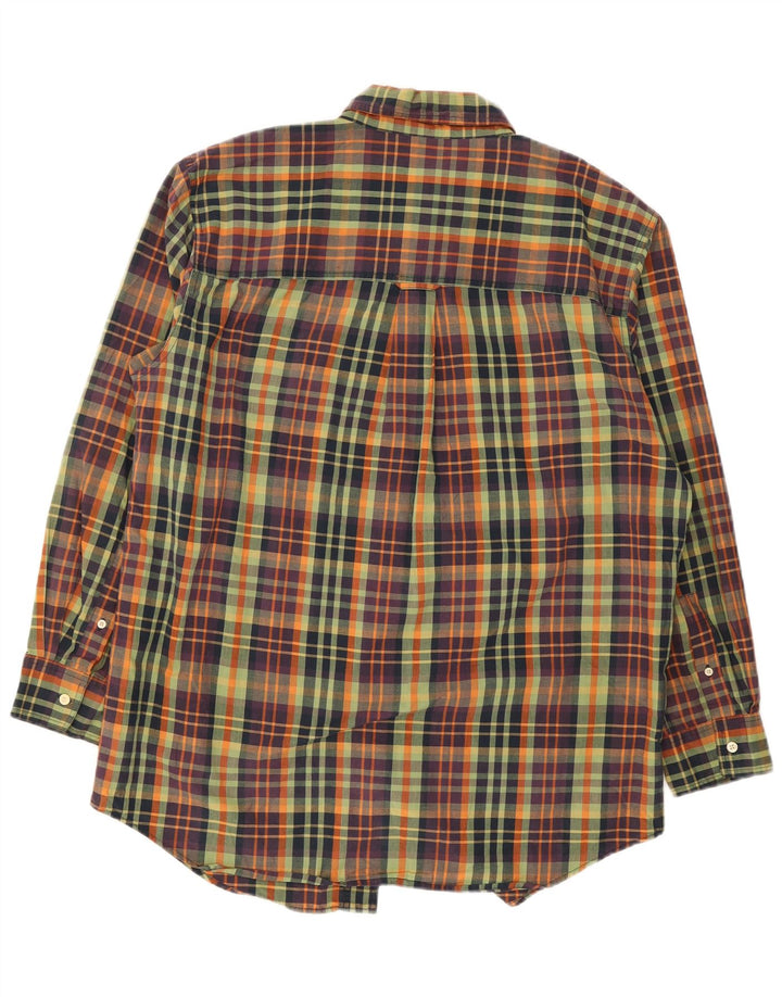 Chaps Camisa de fácil cuidado para hombre de algodón a cuadros verdes grandes