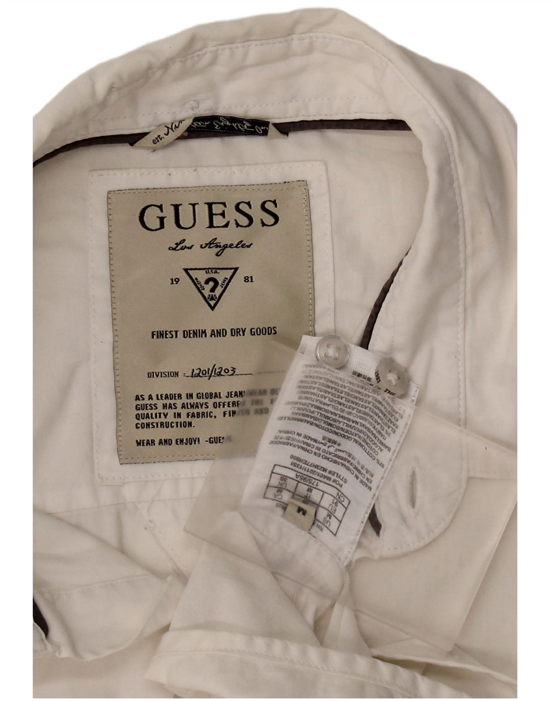 Camisa Guess Hombre Mediana Algodón Blanco