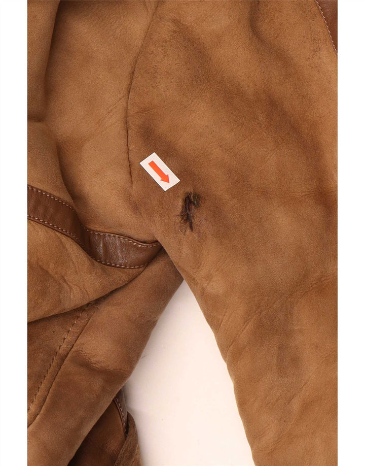 Vintage mujer shearling abrigo Reino Unido 14 marrón medio
